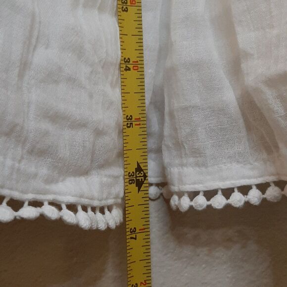 Sundance Dress White Women Size M Cotton Sahara Gauze Embroidered Beaded BoHo - Picture 3 of 13